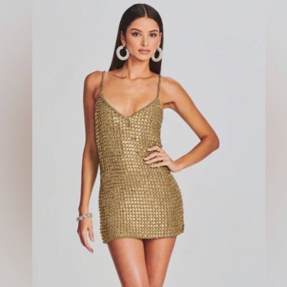 retroféte Gold Holland Crystal Dress